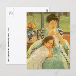 Young Mother Sewing by Mary Cassatt, Vintage Art Postcard