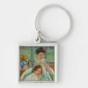 Young Mother Sewing Keychain