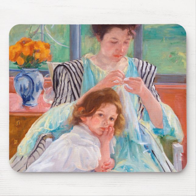 Young Mother Sewing, Mary Cassatt Mouse Pad (Front)