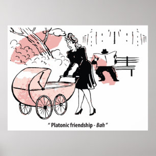Young Mother with Baby, Stroller, Humour, Funny Poster