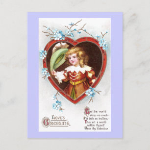 Young Musketeer in Heart Vintage Valentine Holiday Postcard