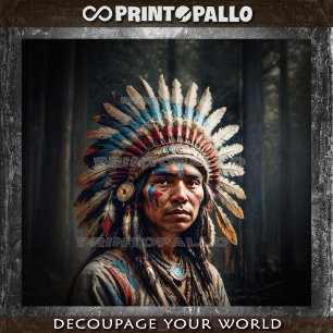 Young native american indian in traditional dress tissue paper