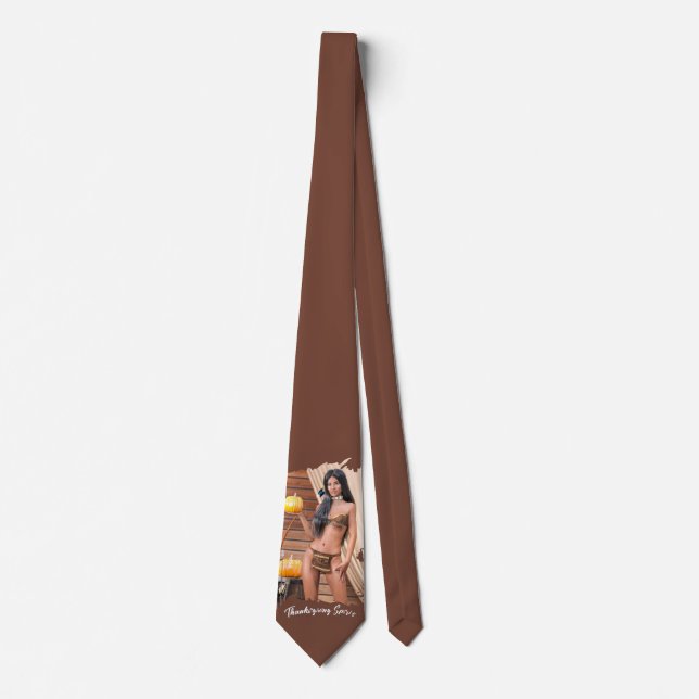 Young Native American Posing on Wood Wall Tie (Front)