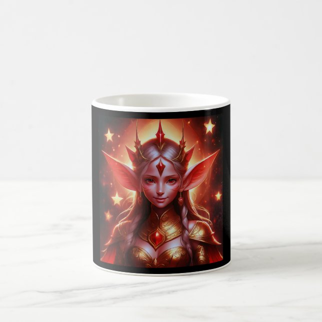 Young Night Elf Girl In Gold Costume Coffee Mug (Center)