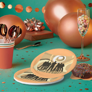 Young People Retro Background Paper Plate