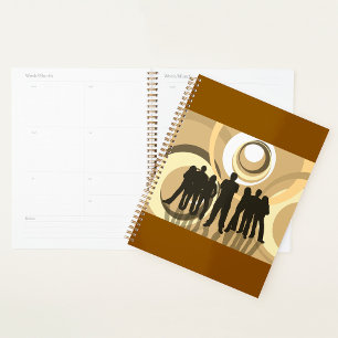 Young People Retro Background Spiral Planner