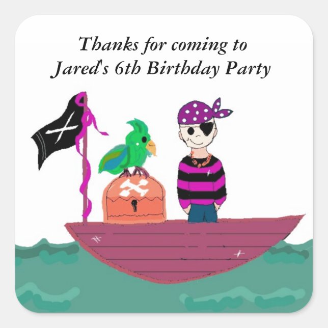Young Pirate Boy Square Sticker (Front)