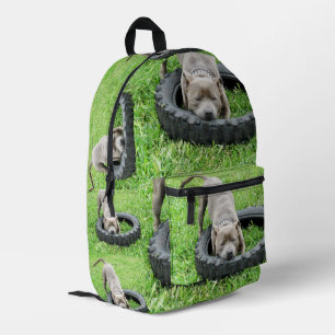 Young Playful Staffordshire Bull Terrier, Printed Backpack