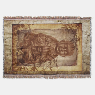 young praying Buddhism Monk - antique style Throw Blanket