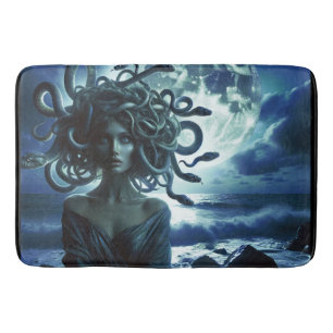 Young Pretty Medusa by the Moon & Ocean Bath Mat