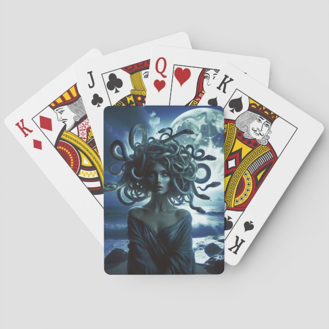 Young Pretty Medusa by the Moon & Ocean Playing Cards (Back)