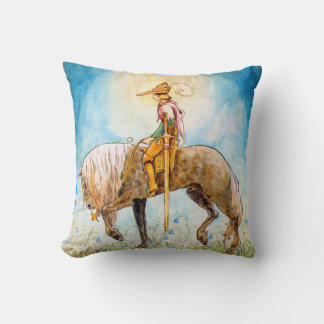 Young Prince on a Horse Throw Pillow