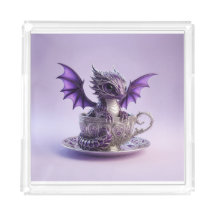Young Purple & White Fairmont Dragon In A Tea Cup