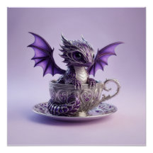 Young Purple & White Fairmont Dragon In A Tea Cup