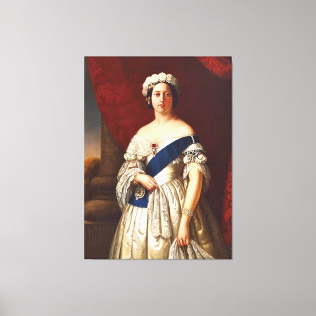 Young Queen Victoria With Flower Tiara Portrait Canvas Print (Front)