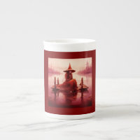 Young Red Witch Sits On Broken Pier