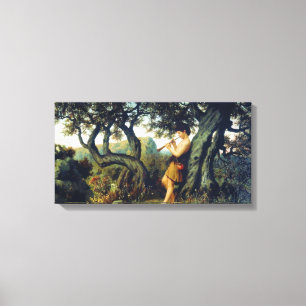 Young Shepherd Boy Playing the Flute Canvas Print