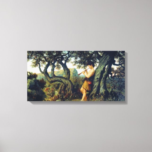 Young Shepherd Boy Playing the Flute Canvas Print (Front)