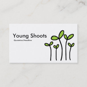 Young Shoots - Black With Martian Green on White Business Card