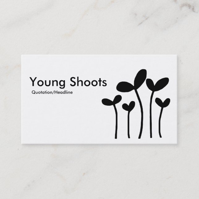 Young Shoots v2 - Black on White Business Card (Front)
