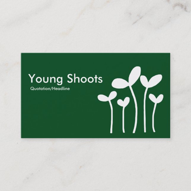 Young Shoots v2 - White on Grn 02481c (alt sides) Business Card (Front)