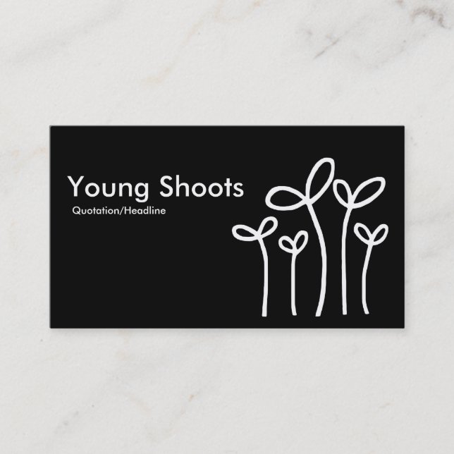 Young Shoots - White on Black (alt sides) Business Card (Front)