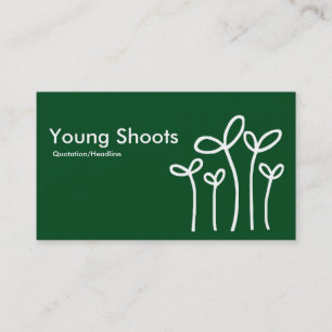 Young Shoots - White on Green 02481c (alt sides) Business Card