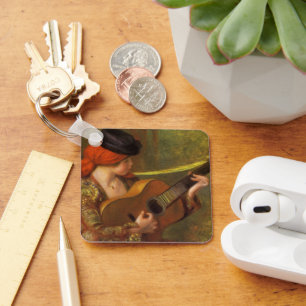 Young Spanish Woman with a Guitar by Pierre Renoir Keychain