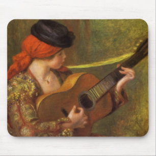 Young Spanish Woman with a Guitar by Pierre Renoir Mouse Pad