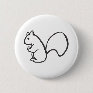 Young Squirrel in Black and White Sketch 2 Inch Round Button