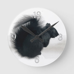 Young Squirrel in Winter Photo Round Clock