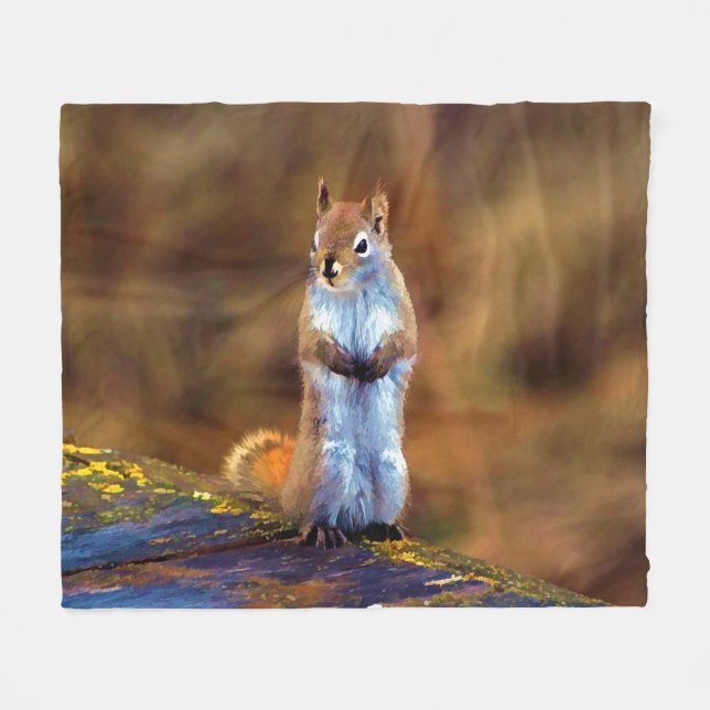 Young Squirrel Standing Tall Fleece Blanket (Front (Horizontal))