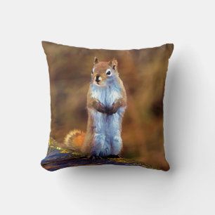Young Squirrel Standing Tall Throw Pillow