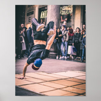 Young strong man hip hop dance. - Art Print