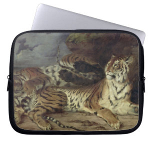 Young tiger playing with his mother, 1830 (oil on laptop sleeve