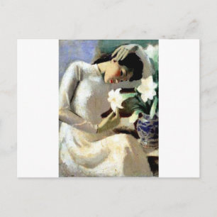 Young Vietnamese Woman with Lily Postcard