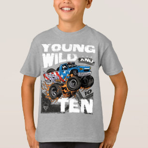 Young, Wild and 10th Birthday Boy Monster Truck Pa T-Shirt