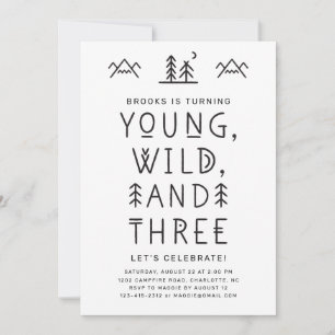 Young Wild and Three Birthday Invitation