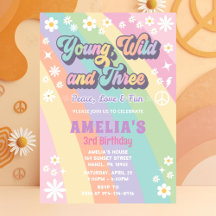 Young wild and three birthday invitation