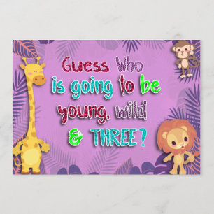 Young, Wild, and Three, Birthday Invitation