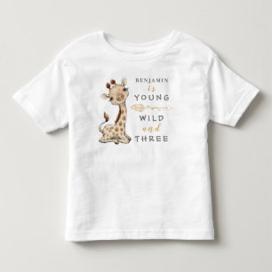 Young Wild and Three Birthday Jungle Baby T-Shirt