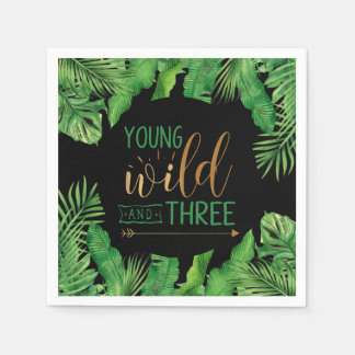 Young, Wild and Three Birthday Party Invitation Napkin