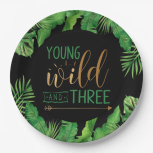 Young, Wild and Three Birthday Party Invitation Paper Plate