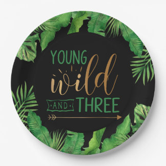 Young, Wild and Three Birthday Party Invitation Paper Plate
