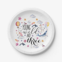 Young, Wild, and Three Birthday Party Plates