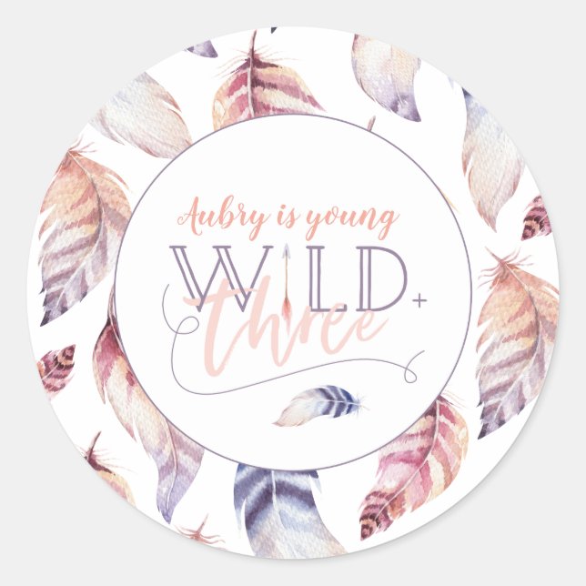 Young, wild and three birthday stickers (Front)