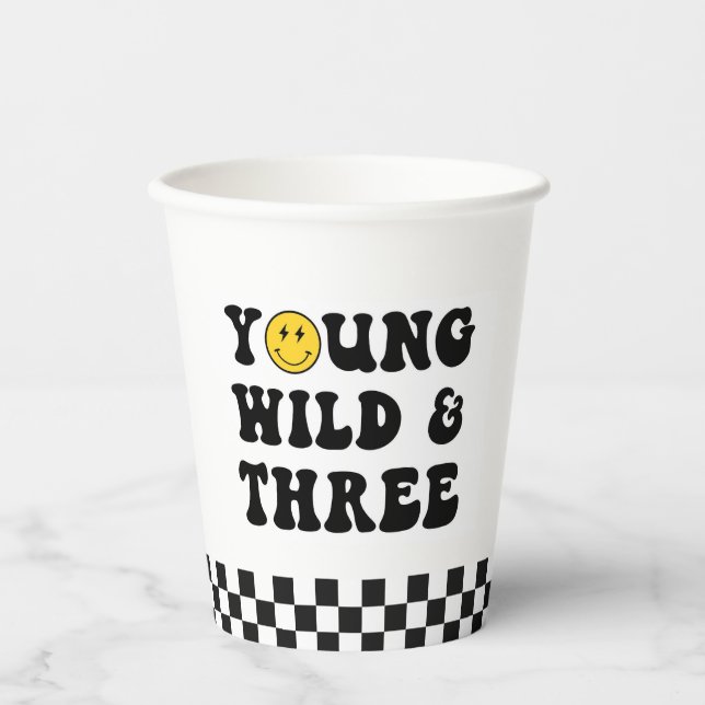 Young Wild and Three Boy 3rd Birthday Party  Paper Cups (Front)