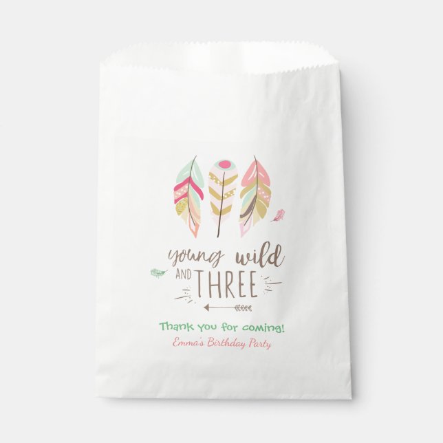 Young Wild and three favour bag Boho Feathers (Front)