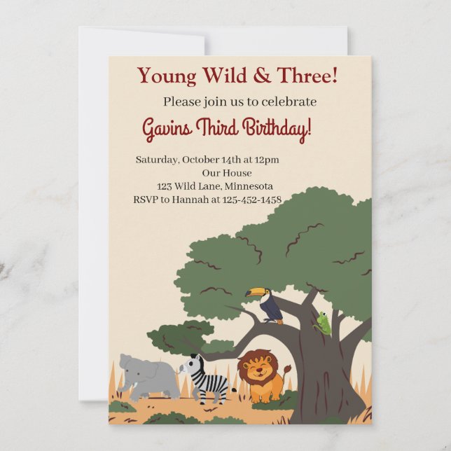 Young Wild and Three! Invitation (Front)