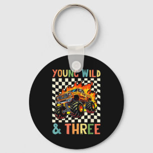 Young Wild And Three Monster Truck 3rd Birthday 3y Keychain